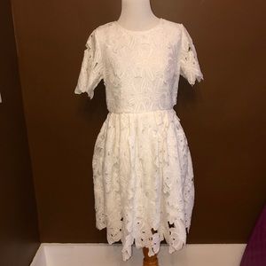 BNWT Glamorous Size S White Crochet Overlay Dress!